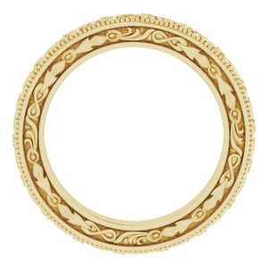 18K Yellow Or White Or Rose Gold Milgrain Floral Flat Band