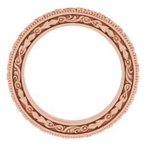 18K Yellow Or White Or Rose Gold Milgrain Floral Flat Band