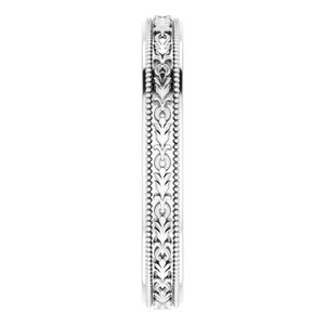14K Yellow Or White Or Rose Gold Milgrain Floral Flat Band