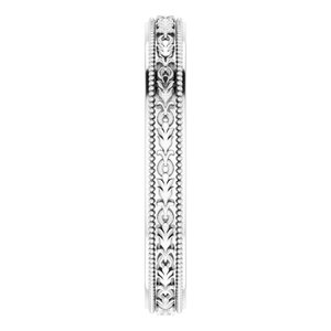 14K Yellow Or White Or Rose Gold Milgrain Floral Flat Band