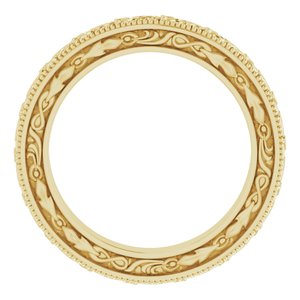 14K Yellow Or White Or Rose Gold Milgrain Floral Flat Band