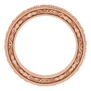 14K Yellow Or White Or Rose Gold Milgrain Floral Flat Band