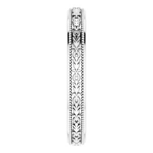 14K Yellow Or White Or Rose Gold Milgrain Floral Flat Band