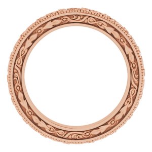 14K Yellow Or White Or Rose Gold Milgrain Floral Flat Band