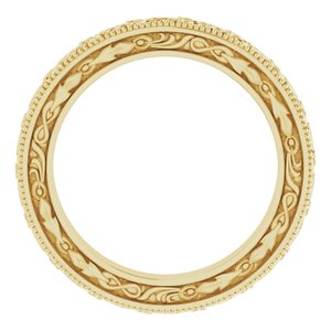 18K Yellow Or White Or Rose Gold Milgrain Floral Flat Band