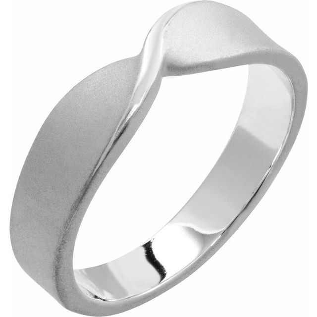 14K White Gold Bead Blast/Polished 5 Mm Polished Twisted Stackable Ring, Size 7