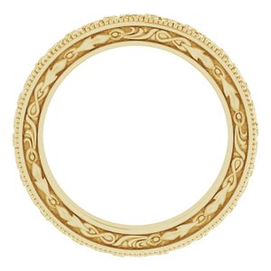18K Yellow Or White Or Rose Gold Milgrain Floral Flat Band