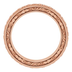 18K Yellow Or White Or Rose Gold Milgrain Floral Flat Band