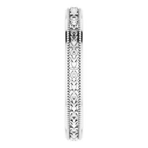 14K Yellow Or White Or Rose Gold Milgrain Floral Flat Band