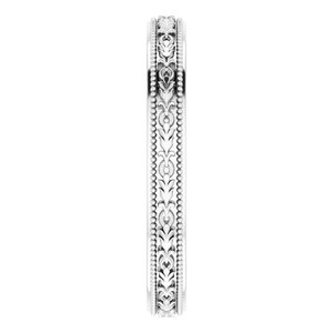 14K Yellow Or White Or Rose Gold Milgrain Floral Flat Band