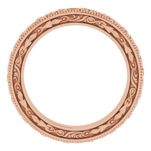 18K Yellow Or White Or Rose Gold Milgrain Floral Flat Band
