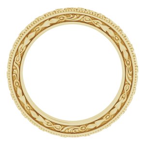 14K Yellow Or White Or Rose Gold Milgrain Floral Flat Band