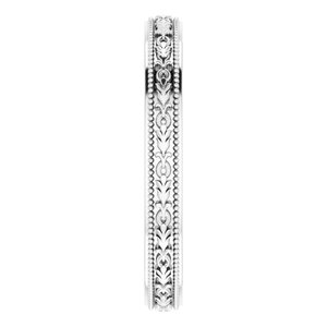 14K Yellow Or White Or Rose Gold Milgrain Floral Flat Band