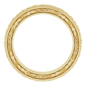 14K Yellow Or White Or Rose Gold Milgrain Floral Flat Band
