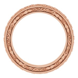 14K Yellow Or White Or Rose Gold Milgrain Floral Flat Band