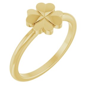 14K Yellow Gold Polished Four-Leaf Clover Stackable Ring Size 7