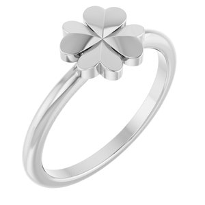 Sterling Silver Polished Four-Leaf Clover Stackable Ring Size 7