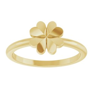 14K Yellow Gold Polished Four-Leaf Clover Stackable Ring Size 7