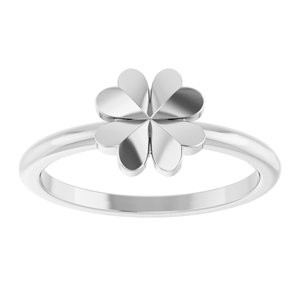 Sterling Silver Polished Four-Leaf Clover Stackable Ring Size 7