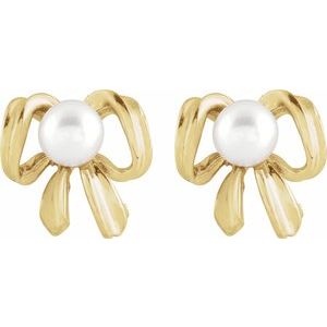 14K Yellow Gold Pearl 4 Mm Cultured Freshwater Pearl Earrings