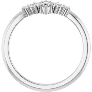 14K White Gold Marquise 4 X 2 Mm Polished 1/6 Ctw Natural Diamond Contour Band Size 7