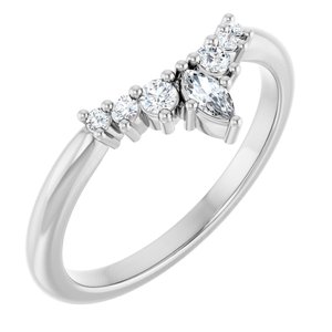 14K White Gold Marquise 4 X 2 Mm Polished 1/6 Ctw Natural Diamond Contour Band Size 7