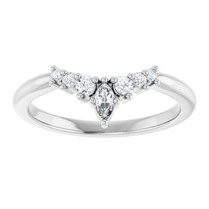 14K White Gold Marquise 4 X 2 Mm Polished 1/6 Ctw Lab-Grown Diamond Contour Band Size 7