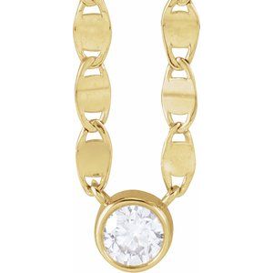 14K Yellow Gold Round 4Mm G-H I1 1/5 Ct Natural Diamond Link Necklace, Length: 16 In