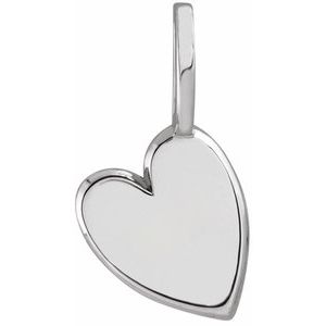 Sterling Silver 19.2 X 10.6 Mm Polished Engravable Sideways Heart Pendant