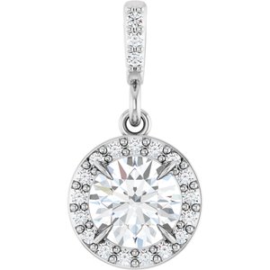 14K White Gold Round 5.5Mm G-H Si1-Si2 5/8 Ctw Lab-Grown Diamond Halo-Style Pendant