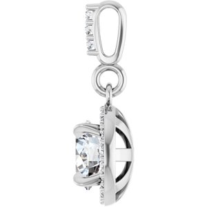 14K White Gold Round 5.5Mm G-H Si1-Si2 5/8 Ctw Lab-Grown Diamond Halo-Style Pendant