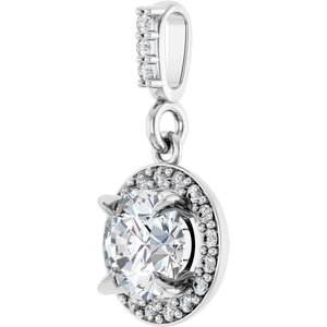 14K White Gold Round 5.5Mm G-H Si1-Si2 5/8 Ctw Lab-Grown Diamond Halo-Style Pendant