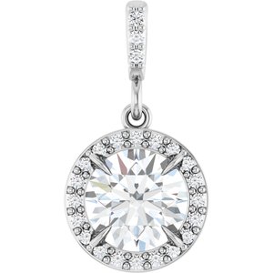 14K White Gold Round 6.5Mm G-H Si1-Si2 1 1/8 Ctw Lab-Grown Diamond Halo-Style Pendant