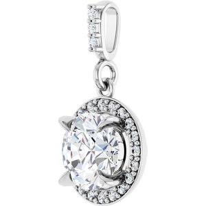 14K White Gold Round 6.5Mm G-H Si1-Si2 1 1/8 Ctw Lab-Grown Diamond Halo-Style Pendant