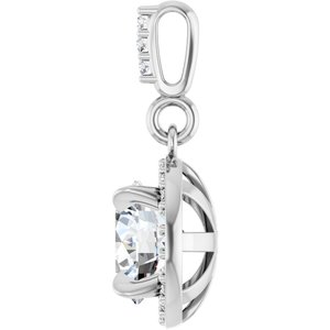14K White Gold Round 6.5Mm G-H Si1-Si2 1 1/8 Ctw Lab-Grown Diamond Halo-Style Pendant