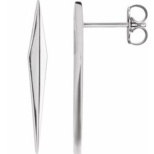 14K White Gold 23 X 3 Mm Each Friction Back Sold Separately Polished Geometric Drop Earring