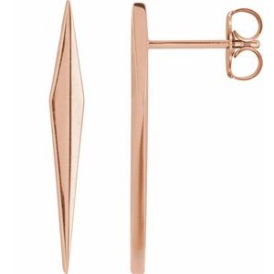 14K Rose Gold 23 X 3 Mm Each Friction Back Sold Separately Polished Geometric Drop Earring