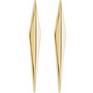 14K Yellow Gold 23 X 3 Mm Pair Friction Backs Polished Geometric Drop Earrings