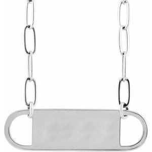 Sterling Silver 23.6 X 7 Mm 18 In Polished Engravable Bar Necklace
