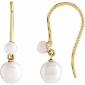 14K Yellow Gold Pearl 5.5-6 Mm Cultured Pearl Earrings