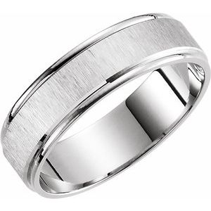 14K White Gold 6 Mm Polished Grooved Band Size 6.5