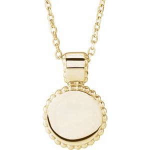 14K Yellow Gold 14.6 X 10 Mm 16-18 In Polished Engravable Beaded Disc Necklace