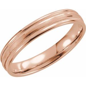 10K Yellow Or White Or Rose Gold Milgrain Edge Comfort-Fit Flat Band