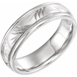 14K White Gold Comfort-Fit Design Band Size 5.5