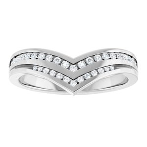 14K White Gold Natural Diamond Round 1.2 Mm Natural Diamond Polished 1/6 Ctw Natural Diamond Double Row Contour Band Size 7