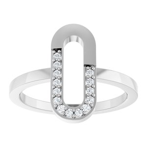 14K White Gold Natural Diamond Round 1.2 Mm Polished 1/10 Ctw Natural Diamond Paperclip-Style Ring Size 7