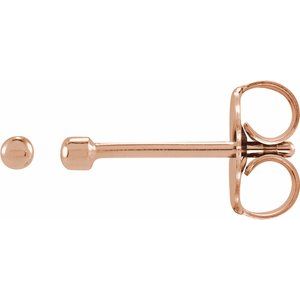 14K Yellow Or Rose Gold 1.6 X 1.6 Mm Pair Friction Backs Included .37 In Polished 1 Bead Stud Earrings