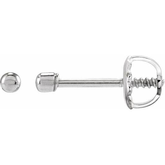 Sterling Silver 1.6 X 1.6 Mm Pair Threaded Back Polished Youth Bead Earrings