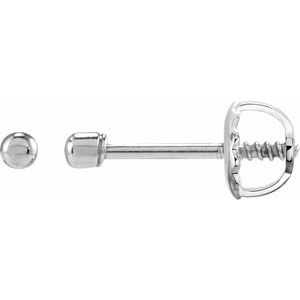 14K White Gold 1.6 X 1.6 Mm Pair Threaded Backs Included Polished Youth Bead Earrings