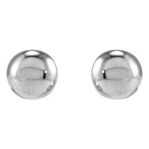 14K White Gold 1.6 X 1.6 Mm Pair Threaded Backs Included Polished Youth Bead Earrings
